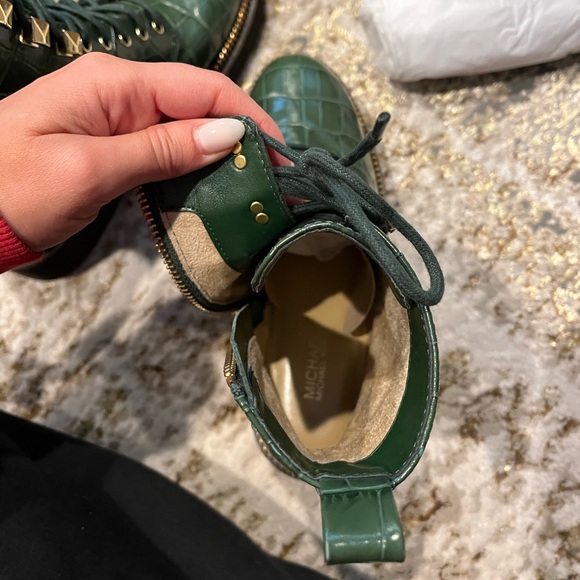 MICHAEL Michael Kors Haskell Crocodile Embossed Leather Combat Boot - Picture 5 of 6